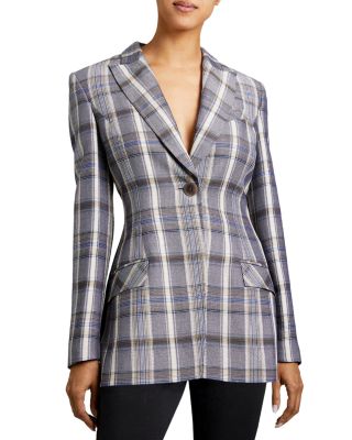 Santorelli Plaid Longline Blazer