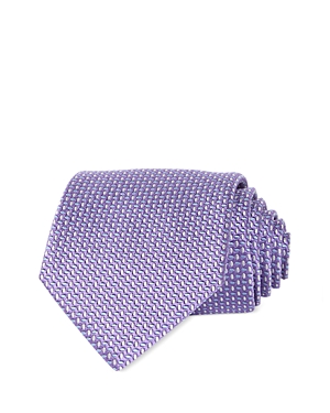 David Donahue Geometric Woven Silk Classic Tie In Purple