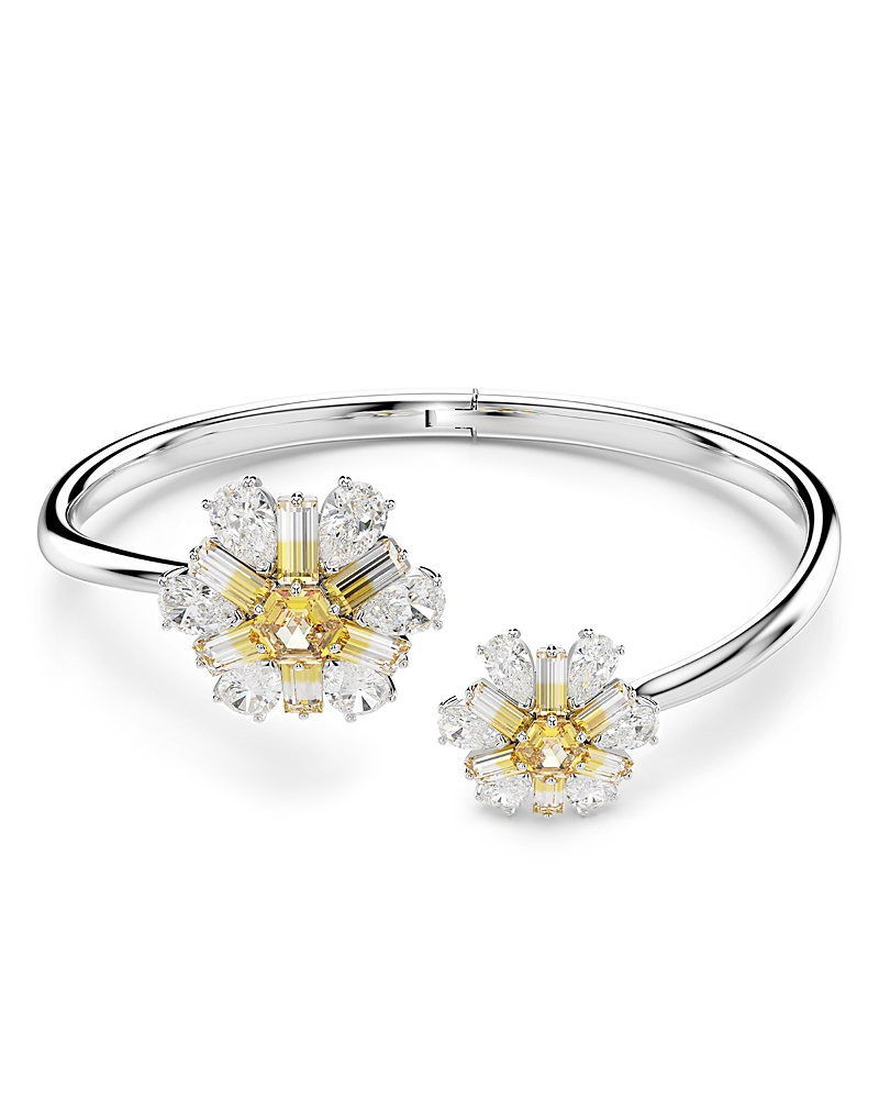 Swarovski Idyllia E Bangle Rhodium Shiny Yellow In Yellow/silver