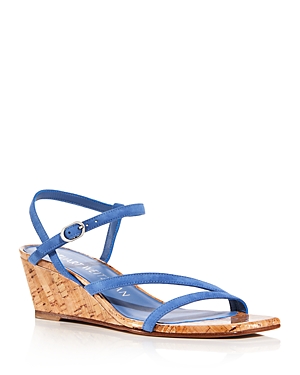 Shop Stuart Weitzman Women's Oasis 50 Wedge Sandals In Blue Steel