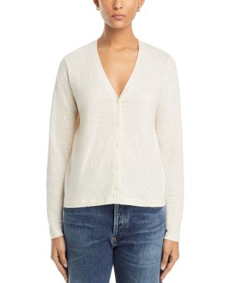 Stretch Linen V Neck Cardigan