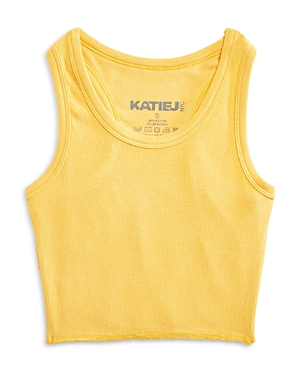 Shop Katiejnyc Girls' Livi Cropped Tank Top - Big Kid In Camp Yellow