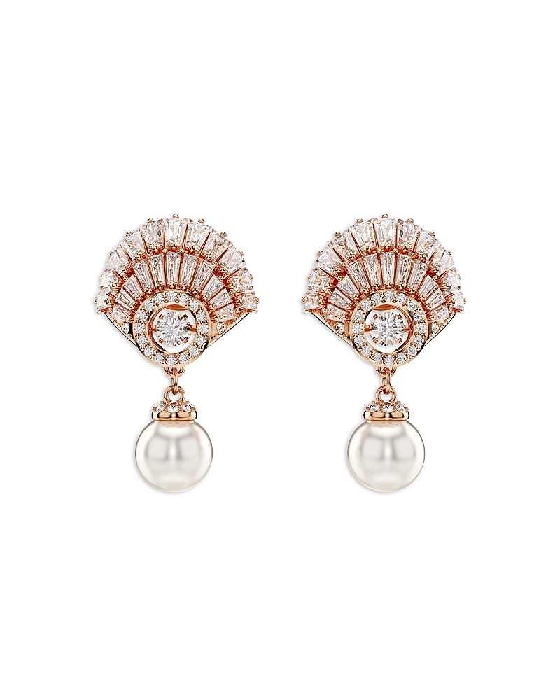 Swarovski Idyllia E Pierced Earrings Drop Pearl Sd Rose Gold Shiny White In White/rose Gold