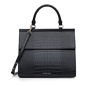 Shop Modern Picnic The Faux Croc Embossed Large Luncher In Black