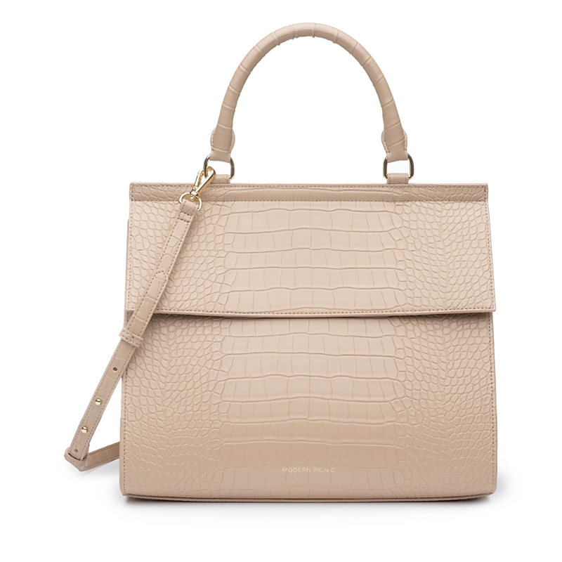 Modern Picnic The Faux Croc Embossed Large Luncher In Neutral