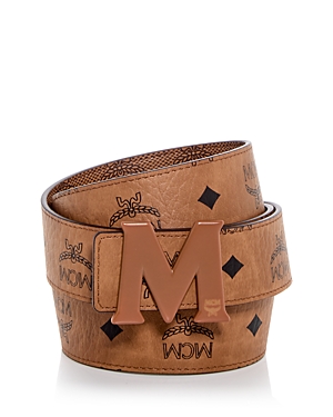 Shop Mcm Men's Claus Visetos Reversible Belt In Cognac