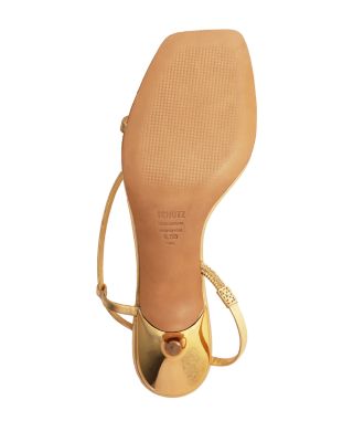 新品　ブレンタ　Square Toe Strap Gold Sandal Metallic Gold Sandals - All Shoes | Red Dress