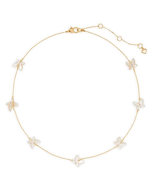 Shop Kate Spade New York Social Butterfly Delicate Scatter Necklace, 16 In Cream/gold