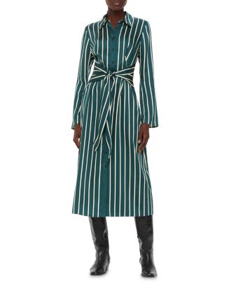 NWT Malabar Collective Women’s Isobel Mint Striped Midi Shirt Dress Medium main image 1
