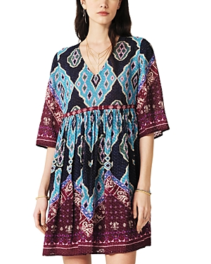 Ba&sh Maddy Patterned-jacquard Mini Dress In Navy