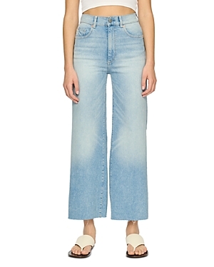 Dl1961 Hepburn Raw Hem High Waist Ankle Wide Leg Jeans In Light Island