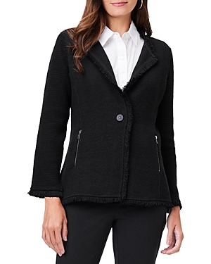Nic + Zoe Fringe Knit Jacket In Black Onyx