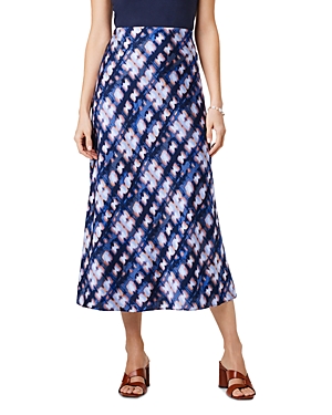 Nic + Zoe Shibori Glow Midi Skirt In Indigo Multi
