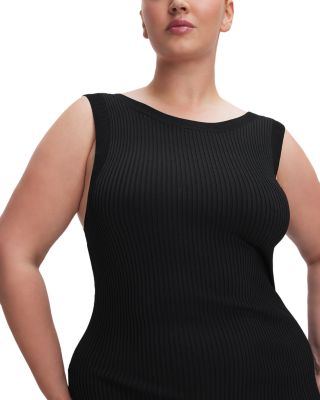 Good American Shine Rib Scoop Back Midi Dress | Bloomingdale's