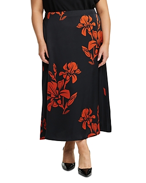Shop Estelle Plus Morocco Blooms Midi Skirt In Orange Floral