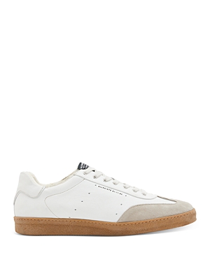 Shop Allsaints Men's Leo Lace Up Low Top Sneakers In White/sand