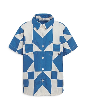 Shop Sea Girls' Tanya Cotton Patchwork Button-down Shirt - Little Kid, Big Kid In Multi