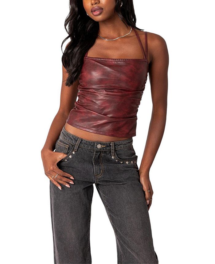 Haze Strappy Faux Leather Top