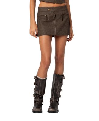 Edikted Ziva Faux Leather Mini Skirt Bloomingdale s