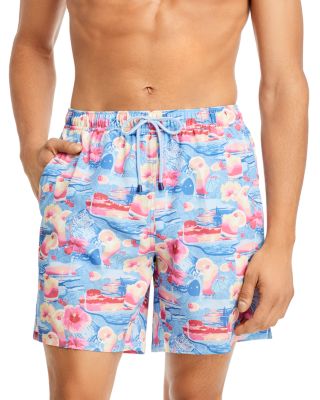 Peter Millar Crown Tequila Sunrise Print Swim Trunks, 7