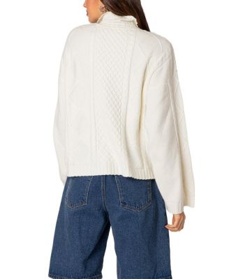 Oversized Quarter Zip Cable Knit Sweater