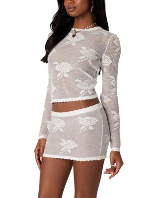 Saga Embroidered Sheer Knit Top