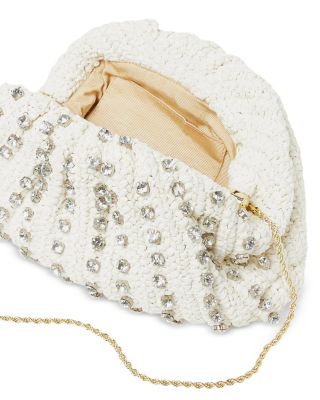 Bailey Embellished Pleated Raffia Clutch