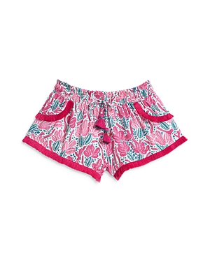Shop Poupette St Barth Girls' Pink Kaktus Printed Shorts - Little Kid, Big Kid