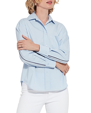 Shop Lyssé Sofia Cropped Oxford Shirt In Oxford Blue