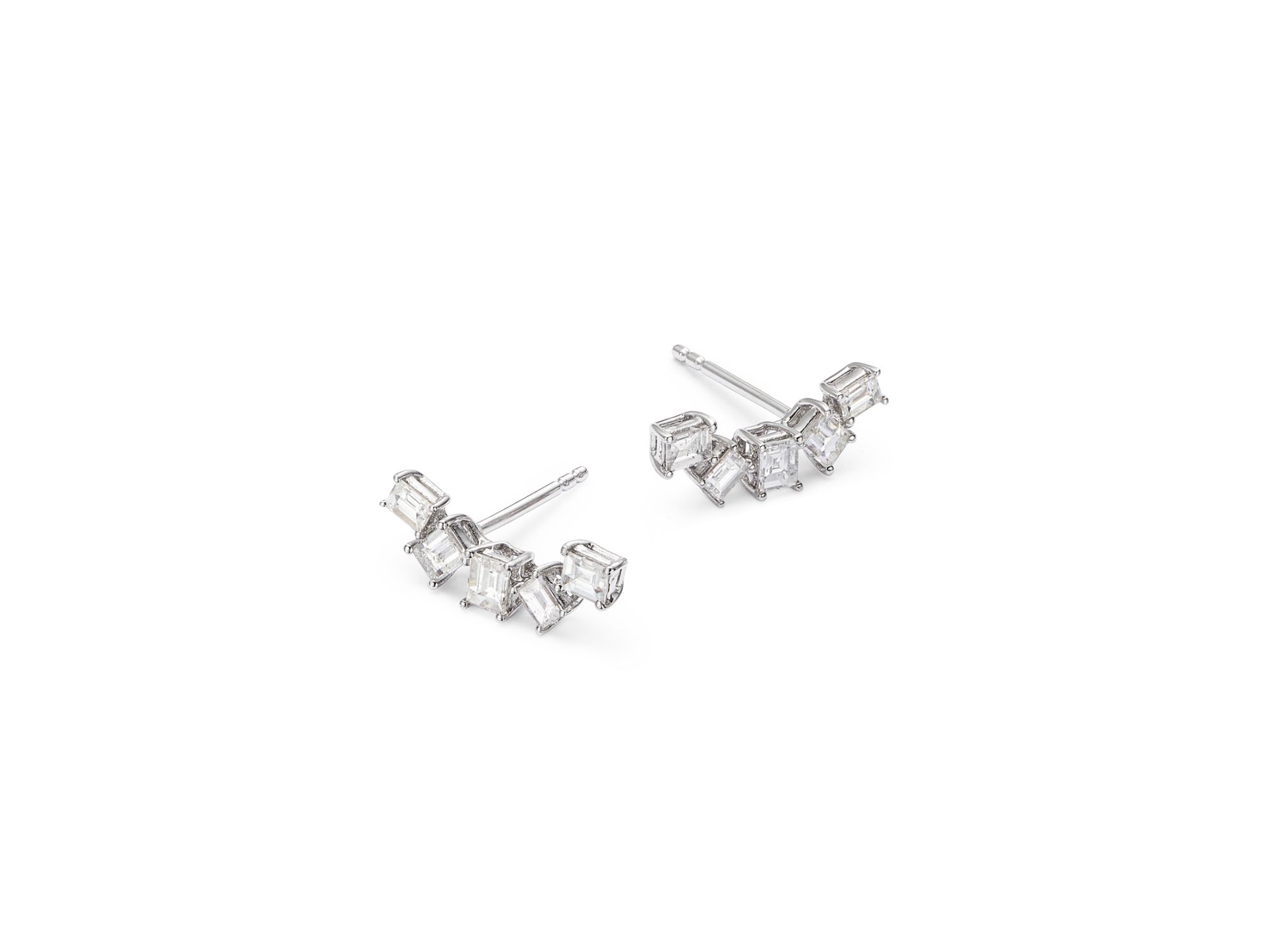 Diamond Baguette Curved Ear Climbers in 14K Gold, 0.65 tcw — Image 3