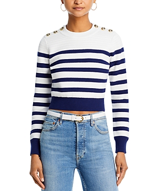 Shop Generation Love Janice Cropped Sweater In White/navy
