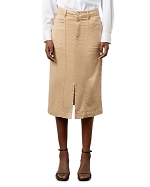 Shop Gerard Darel Dorys Linen & Cotton Stretch Skirt In Ecru