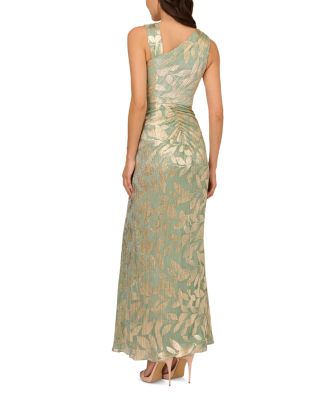 Foil Leaf Asymmetric Gown