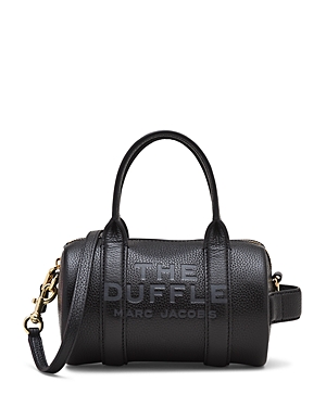Shop Marc Jacobs The Duffle Leather Mini Duffle Bag In Black/gold