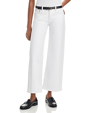 Re/Done Mid Rise Crop Wide Leg Jeans in White