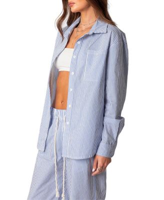 Oversized Pinstripe Button Up Shirt