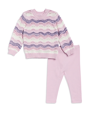 Splendid Girls' Lace Sweater & Leggings Set - Baby In Peony