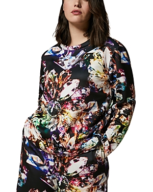 Marina Rinaldi Jewel Print Neoprene Jersey Sweatshirt In Black