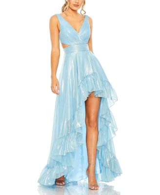 Cut Out High Low Ruffle Gown