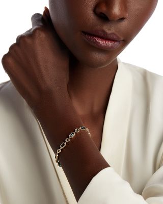 Blue Topaz Link Bracelet in 14K Yellow Gold