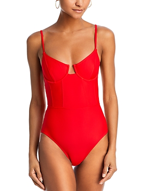 Shop Solid & Striped The Veronica Underwire One Piece Swimsuit In Cream