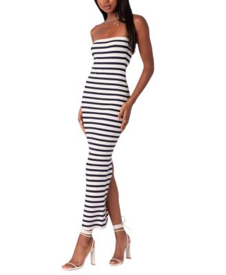 Knit Back Slitted Maxi Dress