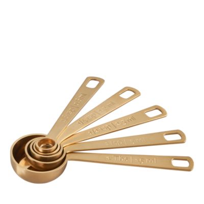 Stainless Steel Gold Tone Measuring Spoons, Set of 5