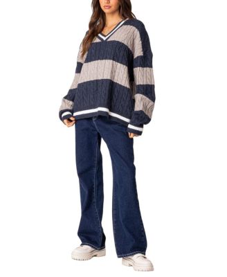 Romie V Neck Cable Knit Sweater