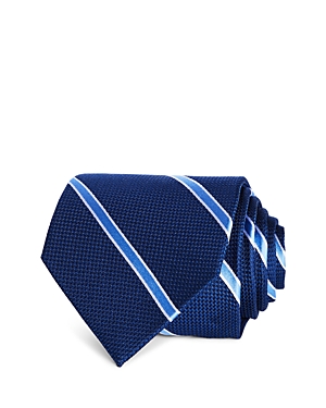 Shop The Men's Store At Bloomingdale's Woven Striped Classic Tie 100% Exclusive In Navy/blue