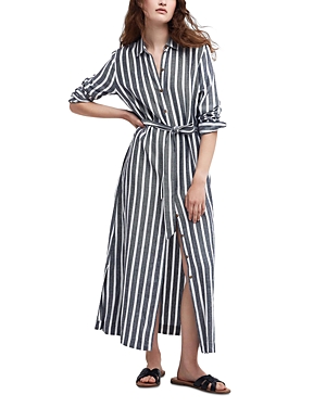 Shop Barbour Annalise Maxi Dress In Navy Stripe