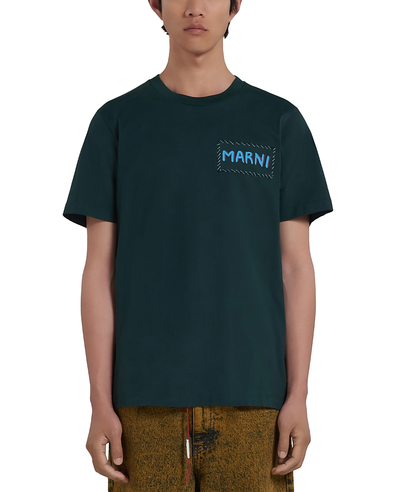 Marni Short Sleeve Logo Tee In Spherical Green