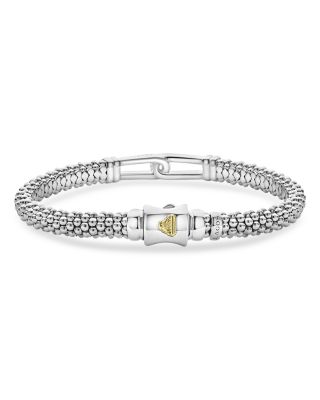 18K Yellow Gold & Sterling Silver Caviar Lux Diamond Interlocking Loop Caviar Bead Clip Bracelet - Exclusive