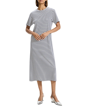 Shop Theory Clinton Knit Midi Tee Dress In Navy Multi