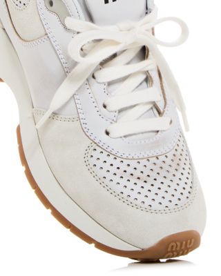 miumiu♡ Miu Miu Technical Fabric and Suede Low-Top Sneakers | Neiman Marcus
